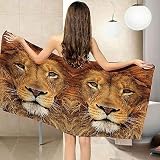 Telo Mare Grande Microfibra Asciugamano Da Spiaggia Due Leoni Animali Teli Mare Asciugatura Rapida Leggero Coperta Da Viaggio 100 X 200 Cm Terreno Per Palestra Yoga Nuoto Campeggio -3G8S/L3A