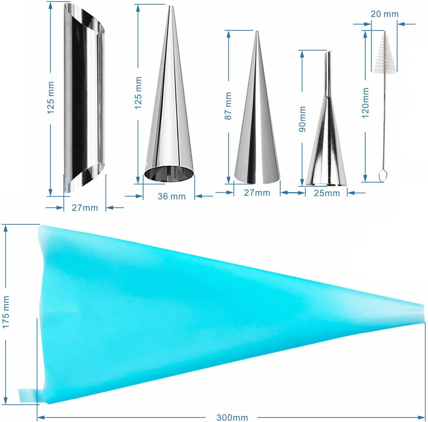 Non-stick Cream Cannoli Tubes, FantasyDay 30 Pcs Stainless Steel Baking Cones Pastry Roll Horn Croissant Mold Cannoli Shells with 1 Clean Brush - Pastry Baking Set for Christmas Cake Anniversary Party image 2
