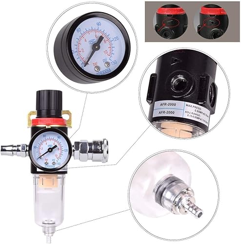 Miniatura 3 de Hotusi Compresor de aire BSP de 14 pulgadas filtro de humedad trampa de aceite separador de agua lubricador regulador