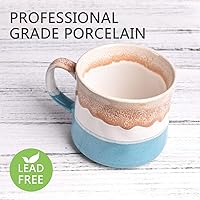 Vista 16 de Bosmarlin Large Stoneware Coffee Mug, Big Tea Cup for Office and Home, 21 Oz, Dishwasher and Microwave Safe, 1 PCS (Geometry-Green)