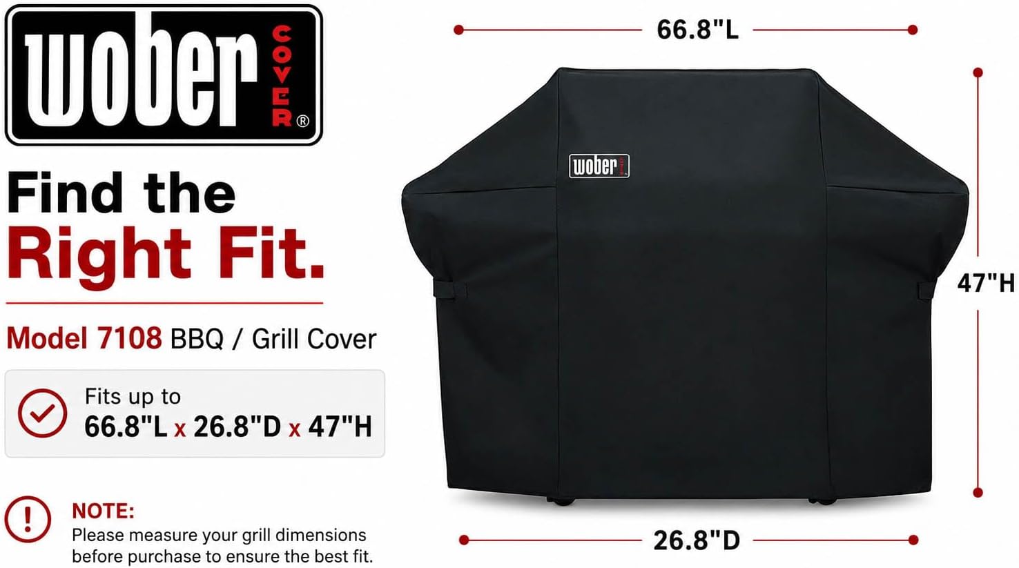 64-Inch Grill Cover for Weber Summit 400 Series, Heavy Duty Waterproof BBQ Cover with Storage Bag & Adjustable Straps, All-Season Weather Resistant Outdoor Gas Grill Protector, Black