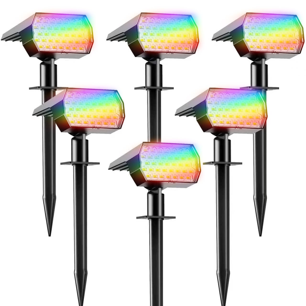 YACAISI Solar Spot Lights Outdoor Waterproof, 8 Modes RGB Color Changing Landscape Spotlights, Dusk to Dawn Solar Powered Flood Wall Lights for Outside, Solar Garden Lights for Yard Porch (6)