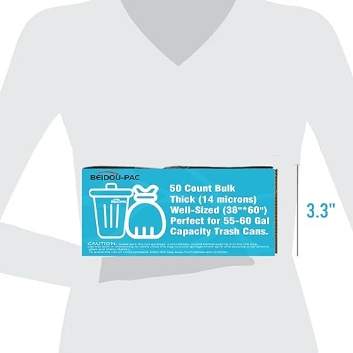 Miniatura 6 de Bolsas de basura de 55 a 60 galones, 50 unidades a granel, bolsas de reciclaje de plástico transparente resistentes, bolsas de basura multiusos para