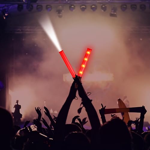 Miniatura 6 de Weewooday Pack de 2 varitas de control de tráfico aéreo de seguridad de 16 pulgadas, varita de señal de tráfico LED con linterna de control de