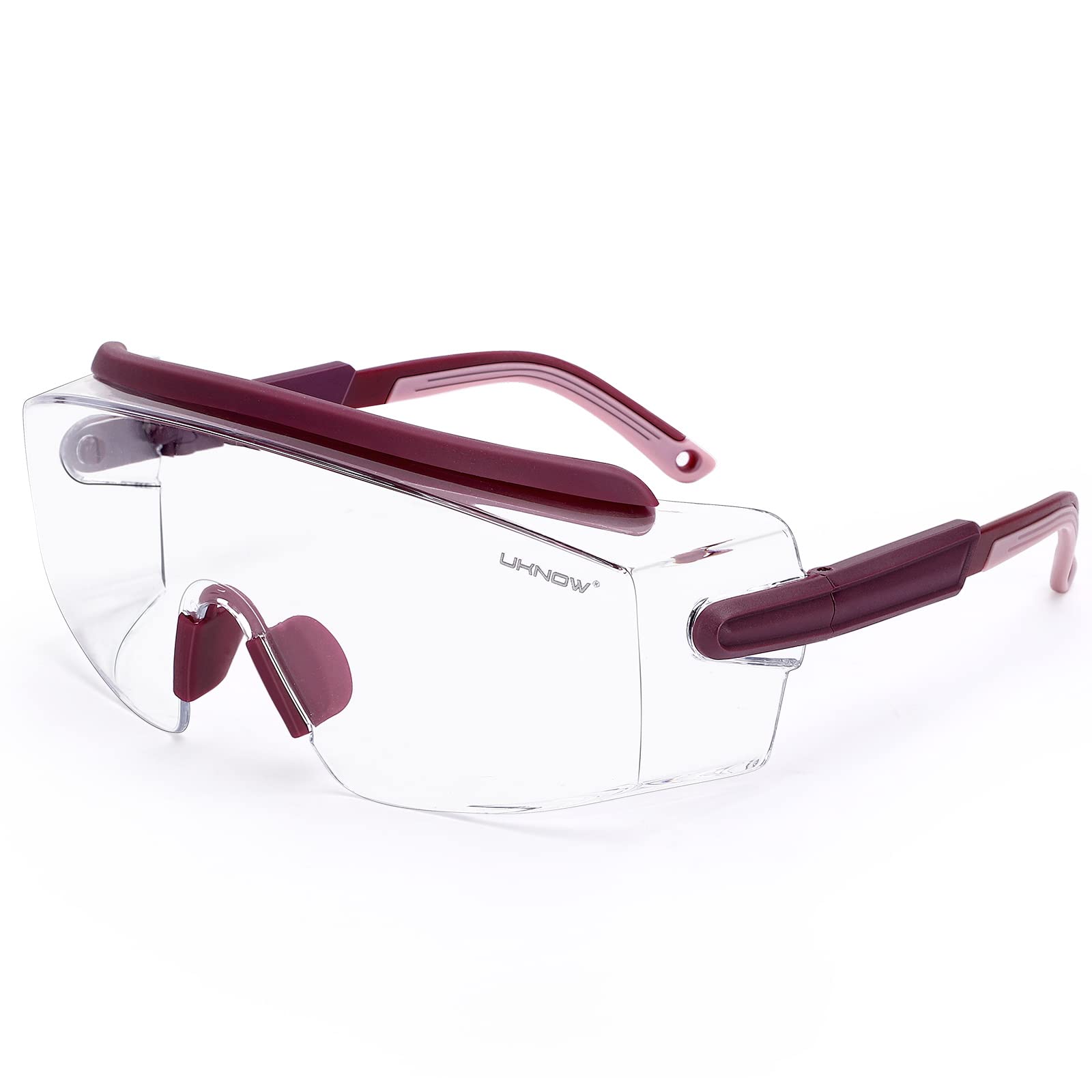 UKNOW Gafas de Proteccion, Gafas de seguridad sobre gafas anti niebla, lente envolvente transparente antiarañazos, gafas protectoras ANSI Z87.1