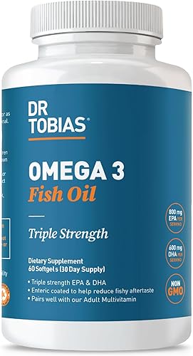 Dr Tobias Aceite de pescado omega 3 Suplemento nutricional dietĂ©tico de triple fuerza Ayuda a apoyar la salud cerebral y cardĂaca incluye EPA y Dr Tobias Aceite de pescado omega 3 Suplemento nutricional dietĂ©tico de triple fuerza Ayuda a apoyar la salud cerebral y cardĂaca incluye EPA y