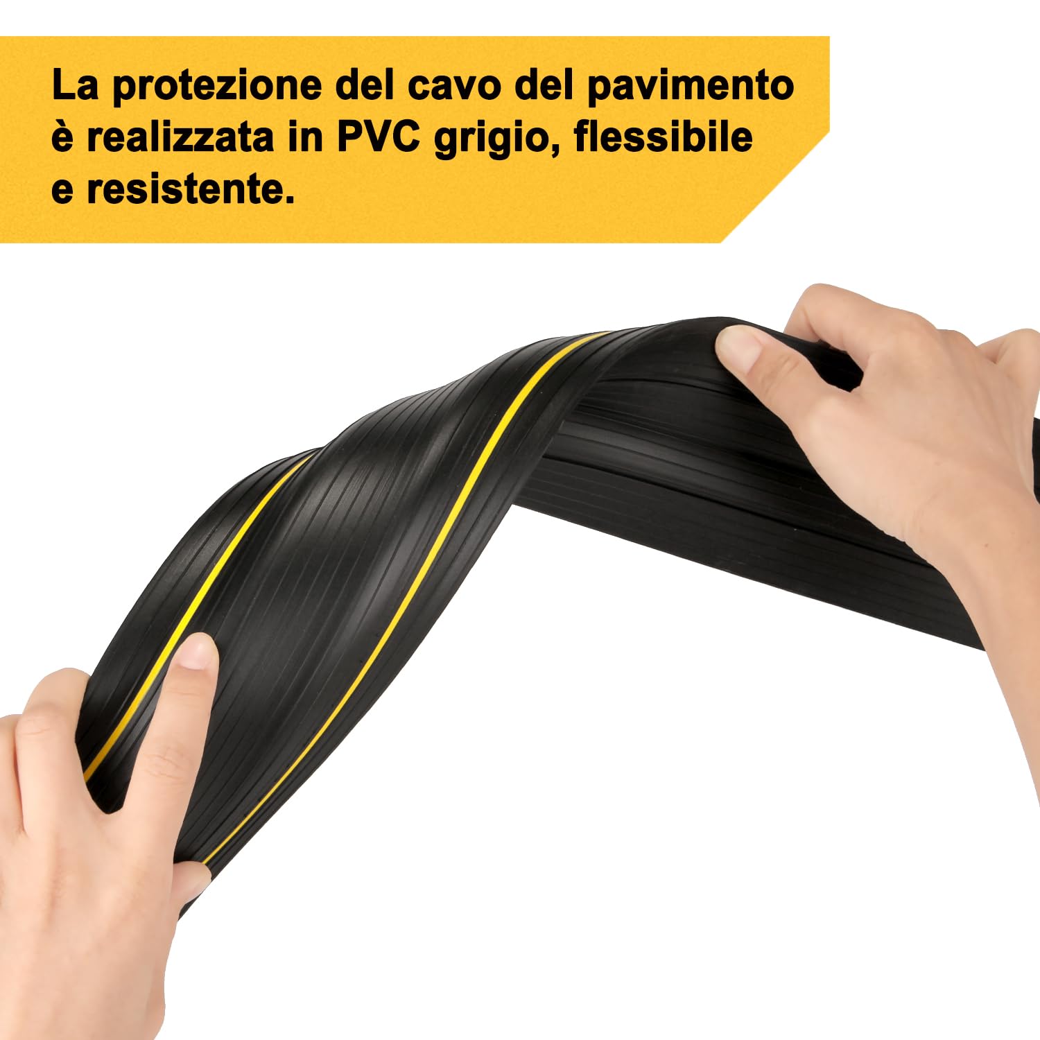 Copertura Cavi A Pavimento, Protezione per Cavo a Pavimento da 6.5 Ft 3 Canali Contiene Fili e Cavi,