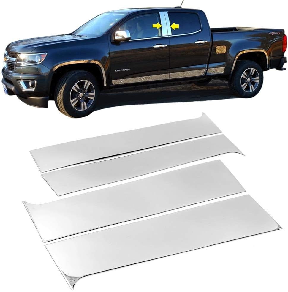 Polished Stainless Steel Center Door Pillar Post Trim Set Designed for 2015-2020 Colorado/Canyon