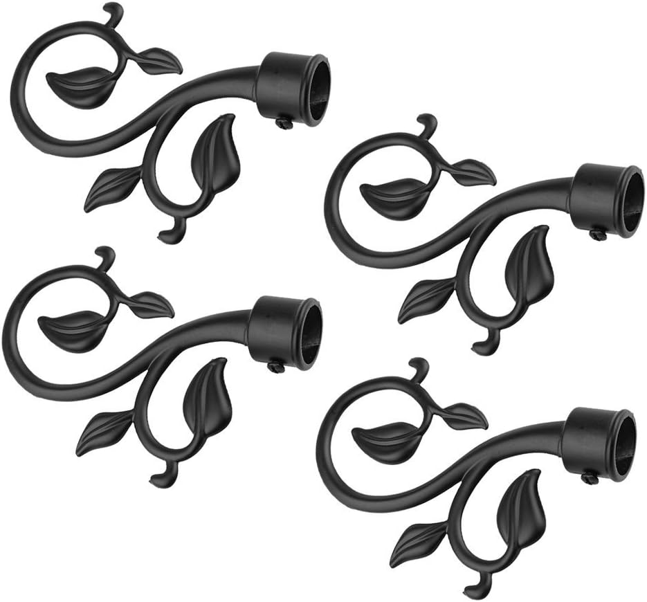 Curtain Decorative Pole/Rod Finials Ends Heads Caps Rod Kits Black 4Pcs