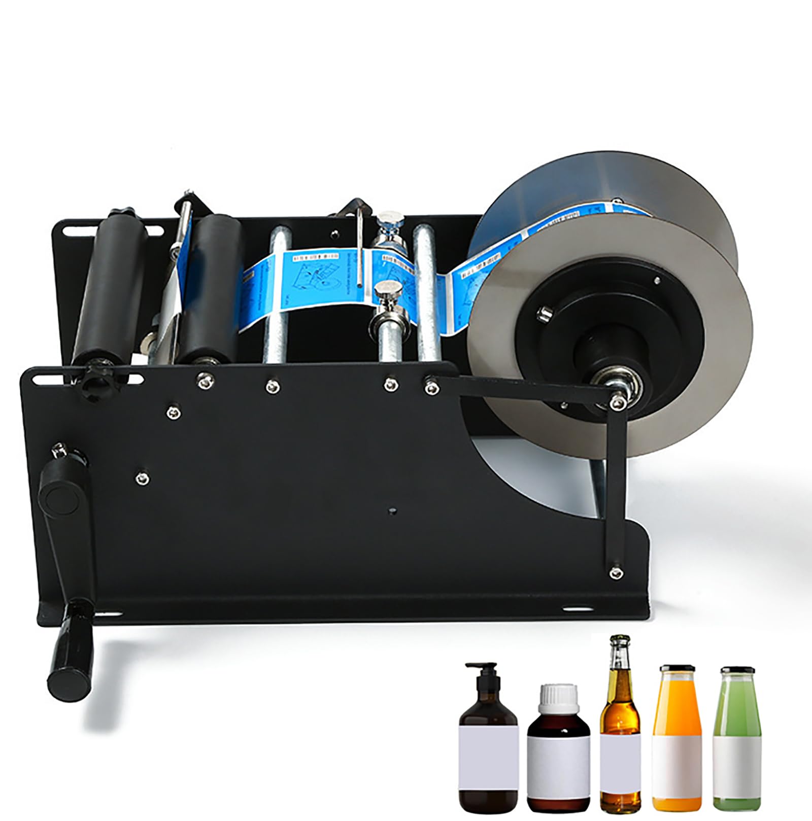 Manuelle Flaschenetikettiermaschine, halbautomatisch, Edelstahl, für runde Flaschen 15-150 mm, geeignet für Kunststoff, Glas, Dosen, stabiles und langlebiges Design