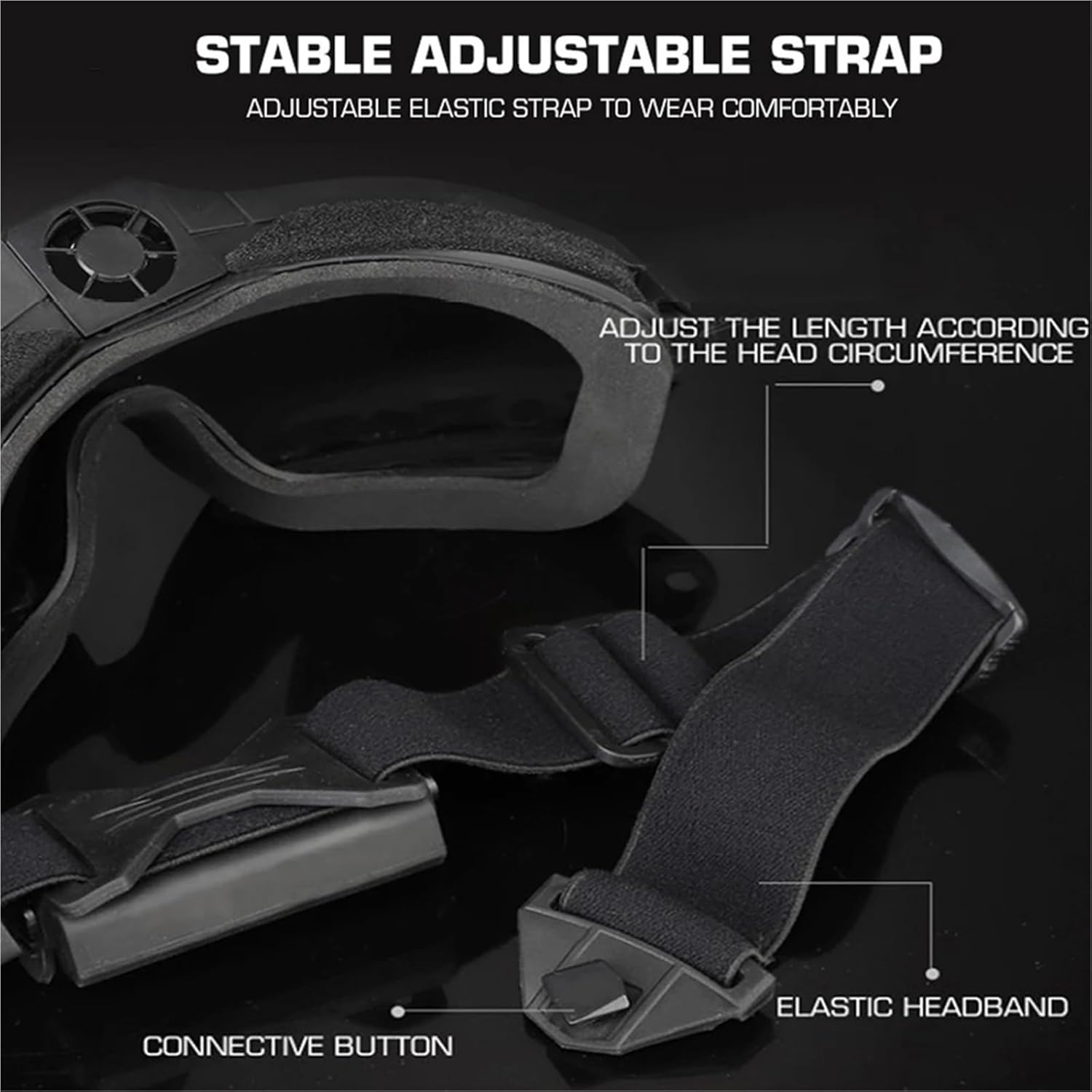 Tactical Anti-Fog Goggles with Micro Fan System - 2-Lens (Transparent/Black) Dustproof Protective Glasses Paintball Gear