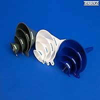 Vista 5 de Juego de 4 embudos de plástico sin BPA para cocinar en cocina, aceite de automóvil, hogar o uso en laboratorio (azul)