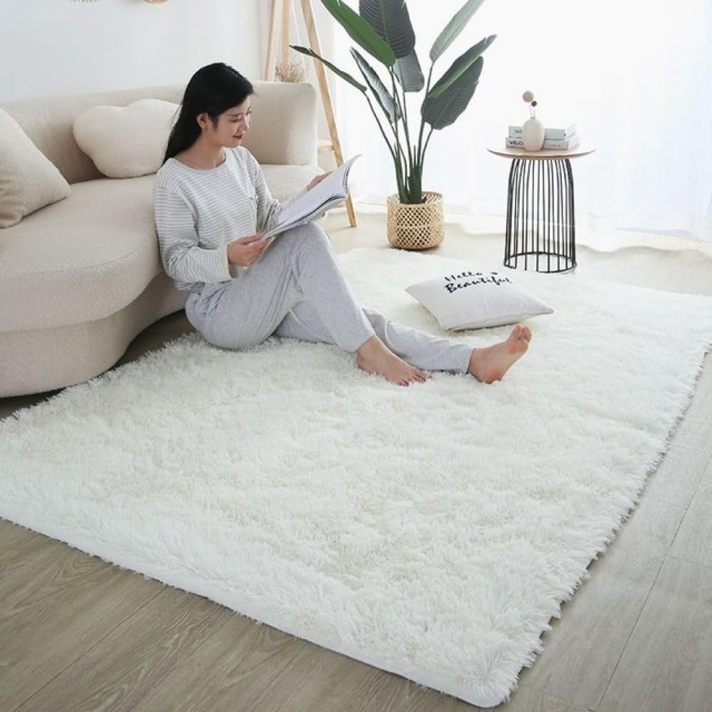 Tapis zone chambre fausse fourrure 160x230 lavable pour déco moderne