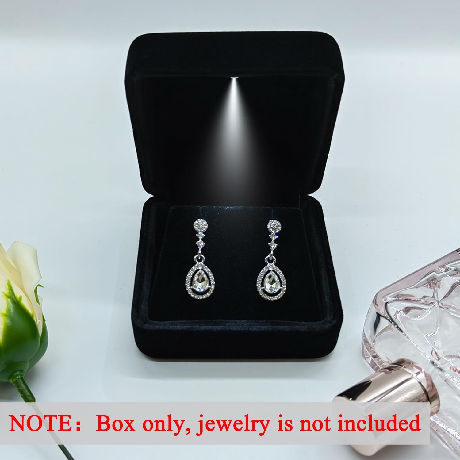 Earring Box with LED Light,Velvet Earring Case,Jewelry Gift Box image 3