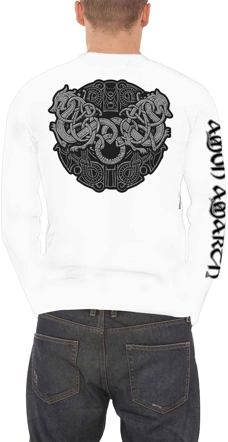 Amon Amarth T Shirt Grey Skull Band Logo Official Mens Long Sleeve