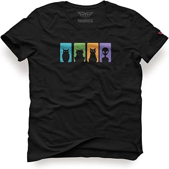 Night Watchers Tasar m Ti rt - Bayku  Kedi Kurba a Bask l  Unisex Ti rt%100 Pamuk Bisiklet Yaka