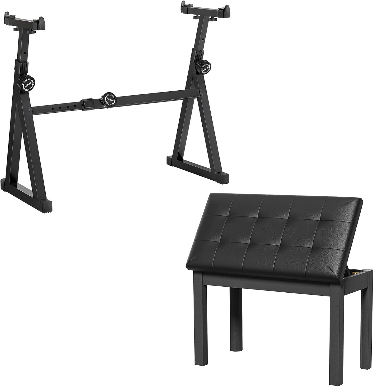 AODSK Wooden Duet Piano Bench Heavy-Duty Z-Style Keyboard Stand for Digital Pianos