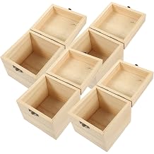 8 pcs Jewelry Wood Chest A Bag Unfinished Ing Practical Home Square Desktop Cases Painting with Container Wooden Small Vintage Lidded Oil Sundries Tea Gift Necklace Unpainted As Shown 1 10X10X10CM