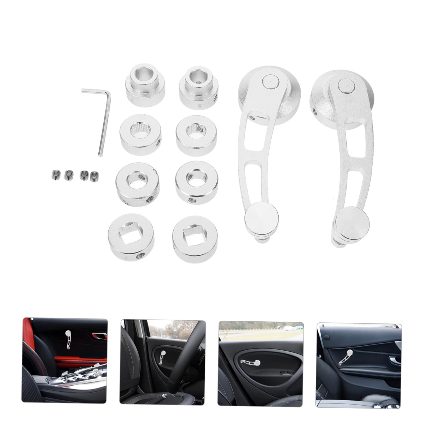 Gatuida Sturdy Car Window Crank Handle Kit Aluminum Alloy Rear-Window-Handle Window Winder Easy Installati