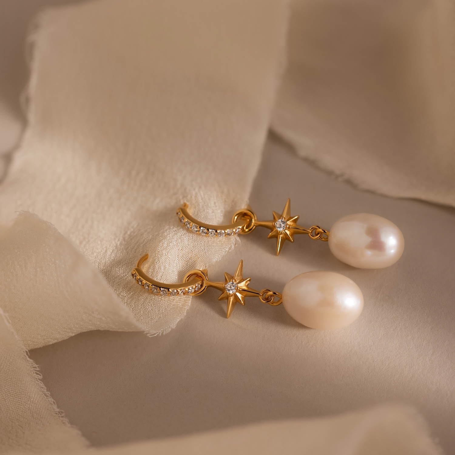 Pearl Hoop Earrings for Women, Minimalist Stacking Huggie Gold Earrings, 18K Gold Plated Jewelry, Graduation Gift for Her