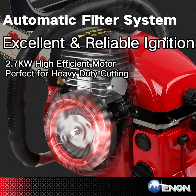 Image of ENON Gasoline 5818 Chainsaw 18inch 2700W 3000RPM, Engine Displacement 58CC Chainsaw, Woodcutting Saw for Farm, Garden and Ranch with Tool Kit (XE-GCS)
