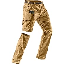CQR Mens Convertible Cargo Tactical Pants, Water Resistant Outdoor Hiking Pants, Zip Off Lightweight Stretch Work Pants