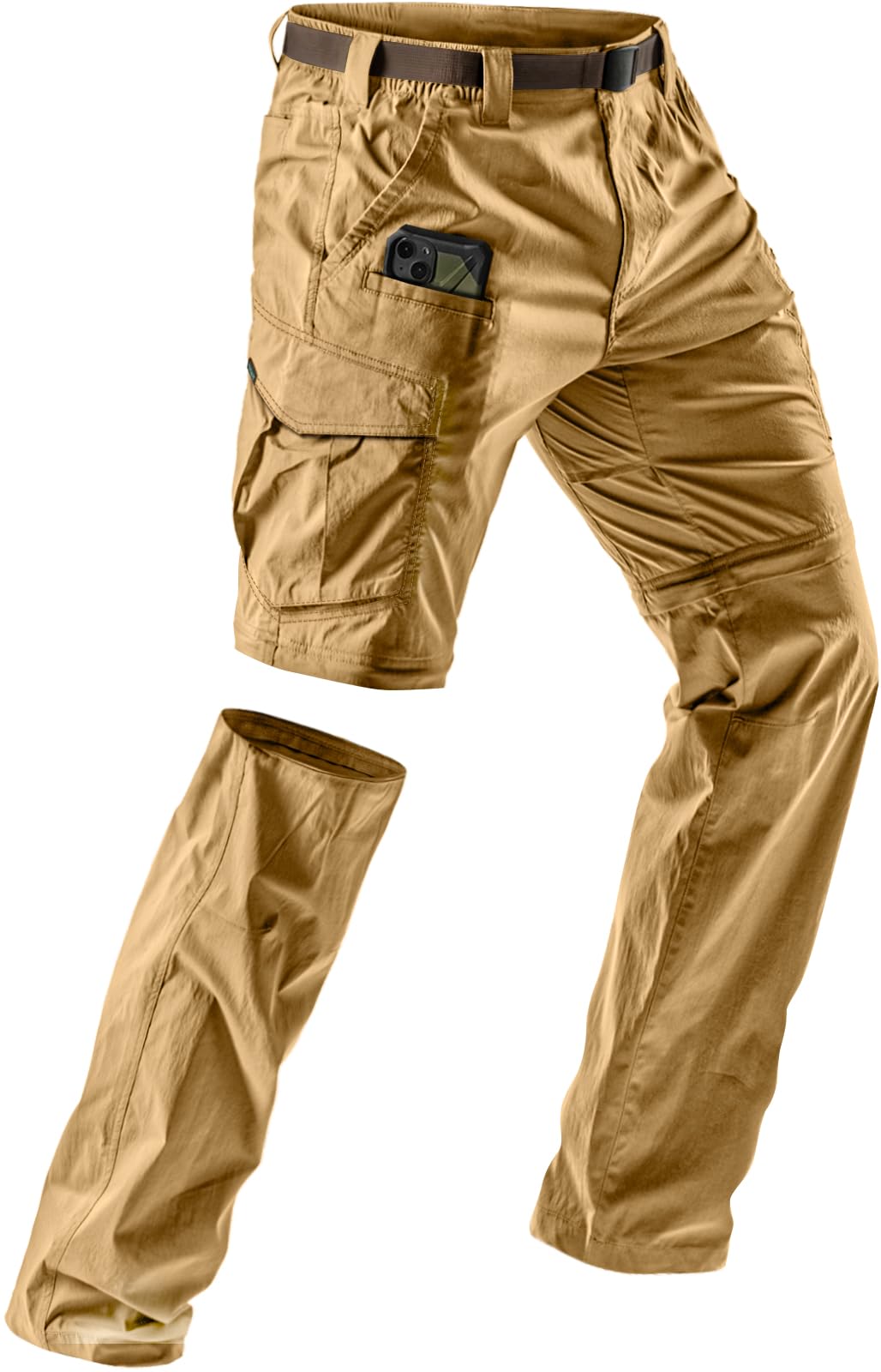 CQR Men's Convertible Cargo Tactical Pants, Water Resistant Outdoor Hiking Pants, Zip Off Lightweight Stretch Work Pants