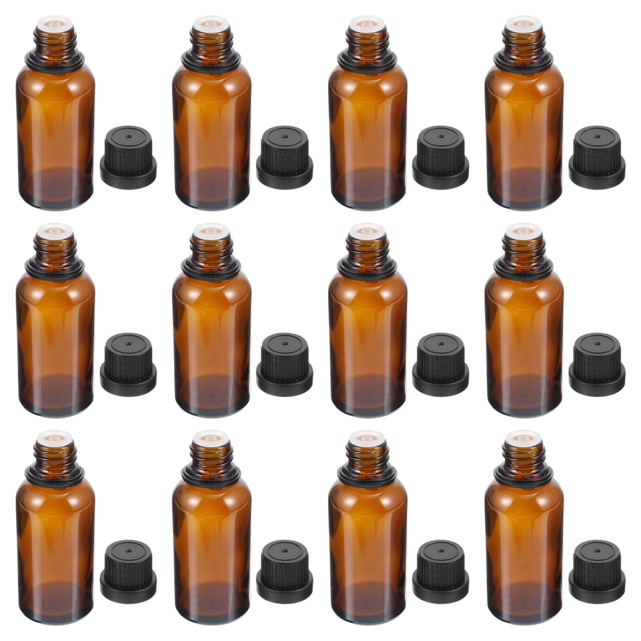 Uonlytech Essential Oil Bottles 12-Pack 20Ml Glass Refillable Vials with Perforated Plug Leak-Resistant for Aromatherapy Perfume and Liquid Dispensing