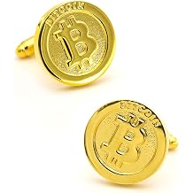 iGame Mens Bitcoin Cuff Links Quality Brass Material Golden Color Coin Design Cufflinks with Gift Box