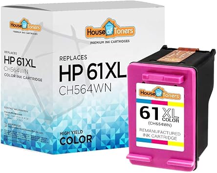 Houseoftoners Remanufactured Ink Cartridge, High Yield Replacment for HP 61XL Color Envy 4500 5530 5534 5535 Deskjet 1000 1056 1010 1510 1512 2540 3050 050A Officejet 1-Color