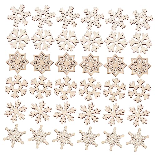 OHPHCALL 200 Peças Peças Flocos Neve Madeira Decoração Natal Enfeite Madeira Falso Neve Decorações C