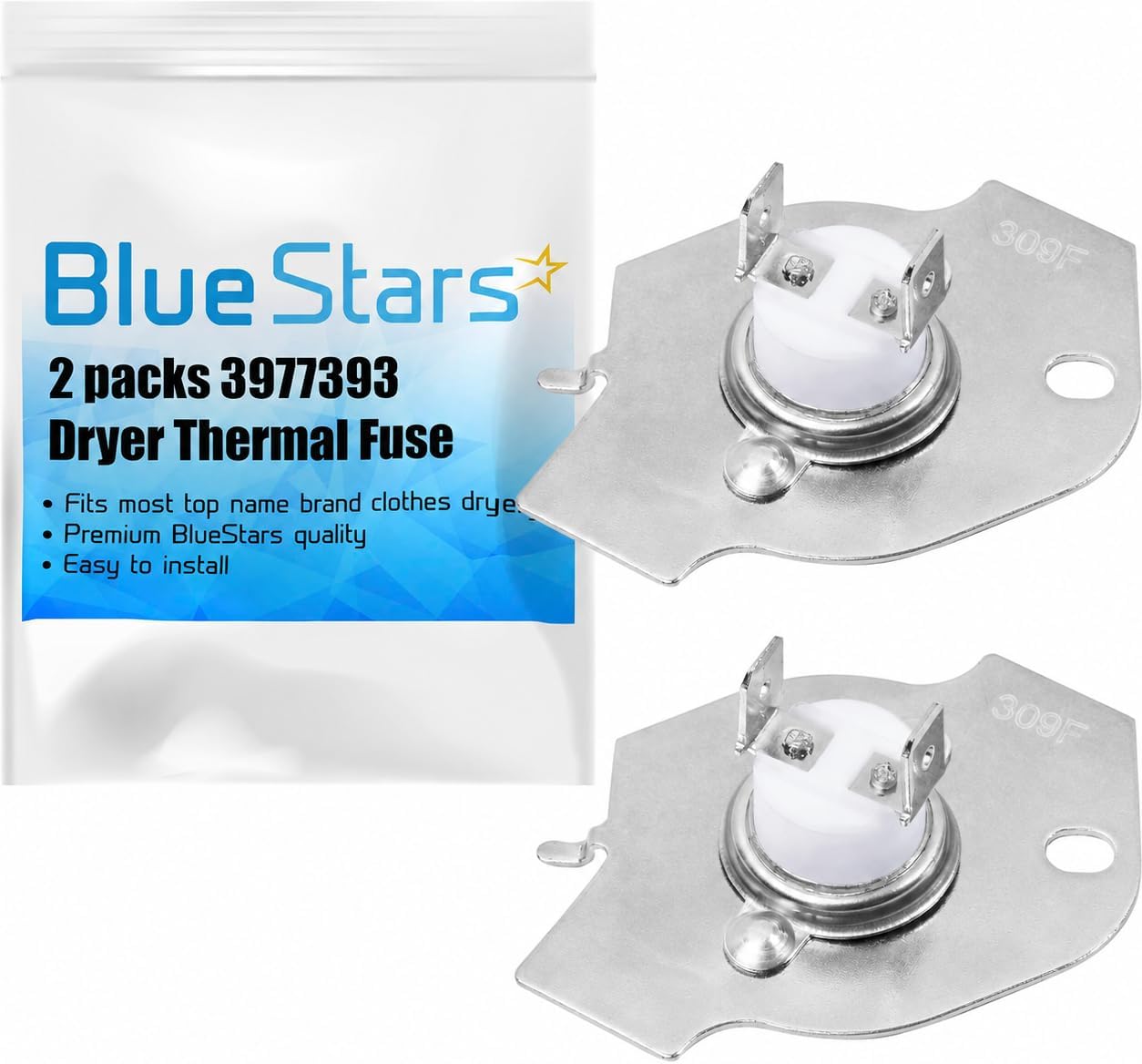 BlueStars 2-Pack 3977393 Dryer Thermal Fuse replaces AP3094244 3399848