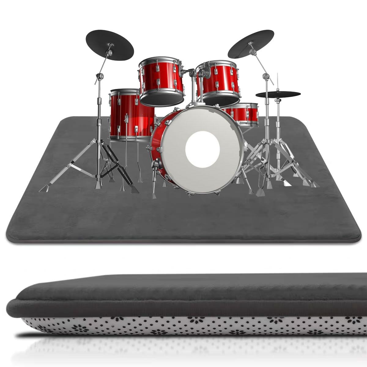 Zajenkub O-0054 Drum Rugs Non-Slip, Professional Drum Rug Mat Drum Carpet Rug 160X120cm/62.99X47.24inch Soundproof Mat Drum Blanket For Electronic Jazz Drum Kit Bass Drum Snare And Musical Instrument Mat