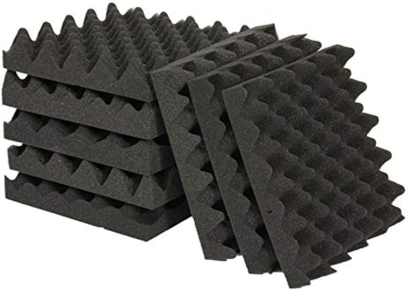 IZO All Supply 6 Pack Egg Crate Cushion 2" Thick 12" x12" Acoustic Panels Sound Proof Dampening Foam, Convoluted