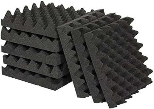 IZO All Supply 6 Pack Egg Crate Cushion 2" Thick 12" x12" Acoustic Panels Sound Proof Dampening Foam, Convoluted