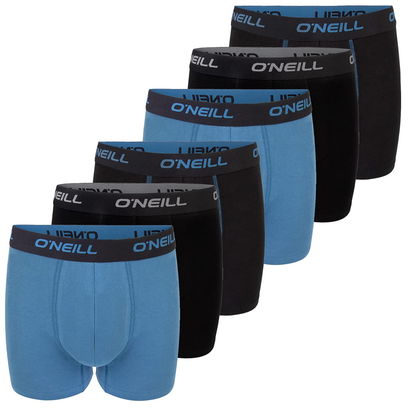 O'Neill - Calzoncillos tipo bóxer para hombre, sencillos, tallas M, L, XL, XXL, 95 % algodón, sin bragueta, paquete de 6 unidades, negros, rojos y azules