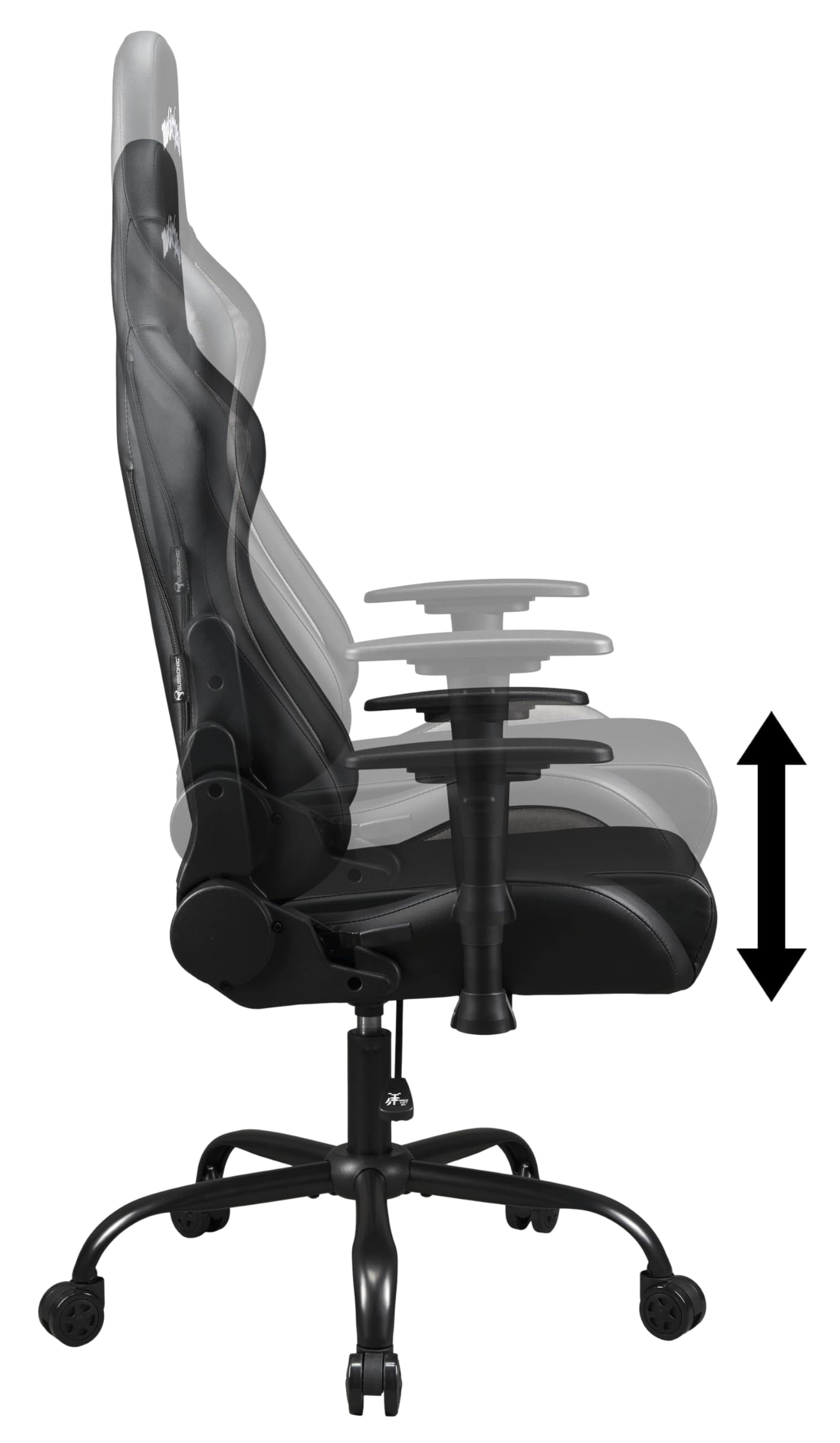Subsonic Motorhead Sedia da Gioco o da Ufficio, Sedia Gaming Adulti, Seduta Confortevole, Poggiatesta Integrato, Braccioli e Altezza Regolabili, Schienale Ergonomico, Nero