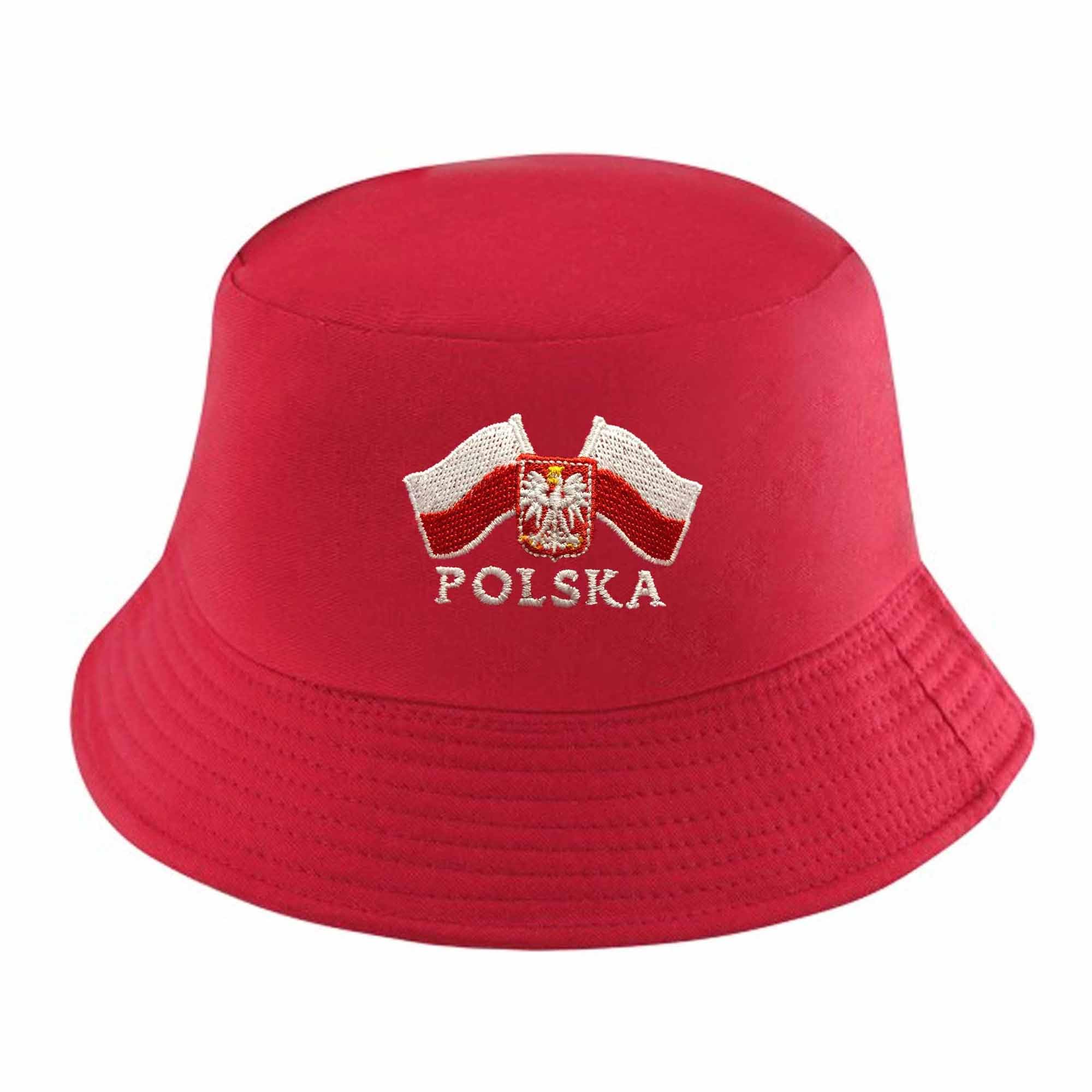 GIFTS 4 ALL Adults Poland Fans Bucket Hat with Embroidered Flag, Polska Sports Sun Hat, Poland Bucket Hat