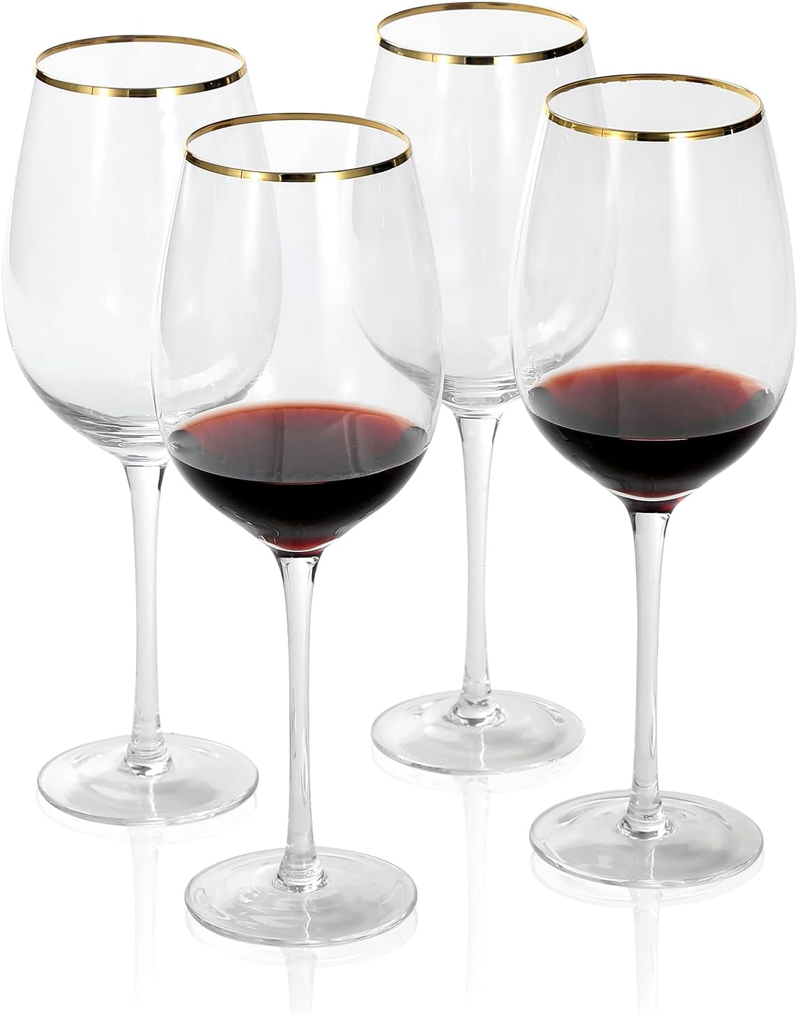 Amazon.com: Twine Gilded Wine Glasses Drinking Set, Gold Rimmed Wine ...