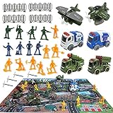 [Advertencia militar] 5 camiones militares, cada uno de plástico no tóxico de alta calidad. La parte delantera del automóvil está hecha de metal. El material es muy resistente y duradero.