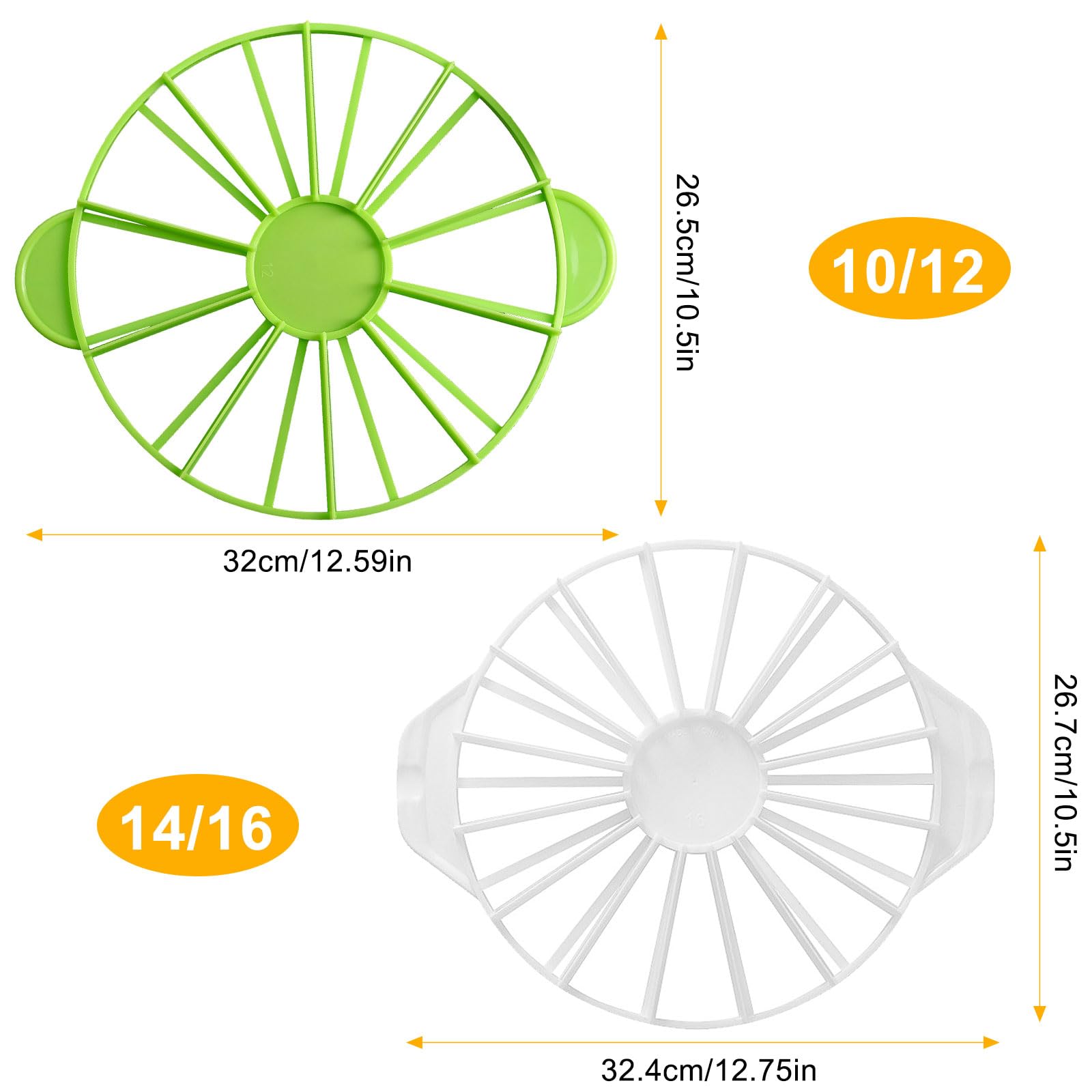 2 Pièces Séparateurs à Gâteau Ronds, 1 Pièces 10/12 Vert + 1 Pièces 14/16 Blanc, Matière Plastique, Aide à la Découpe Réglable pour Couper des Parts de Gâteau Régulières