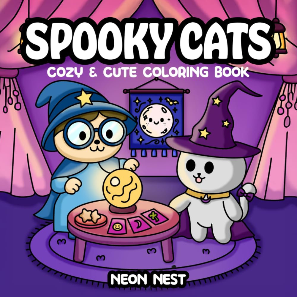 Spooky Cats: Cozy Halloween Coloring Book for Adults and Teens with Cute and Creepy Characters for Relaxation and Stress Relief (Spooky Cozy Coloring Books)