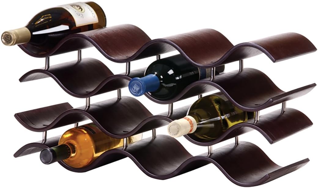 Oenophilia Bali Wine Rack, Ebony - 12 Bottle, Solid Wood, Elegant Modern Wine Rack, Table Wine Storage