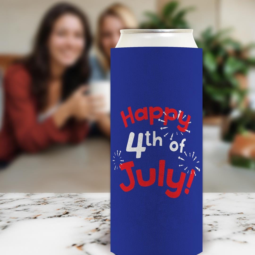 Fourth of July Accessories Happy 4th of July Royal Blue 24-Pack Ultra Slim Can Drink Thermocoolers Party Pack