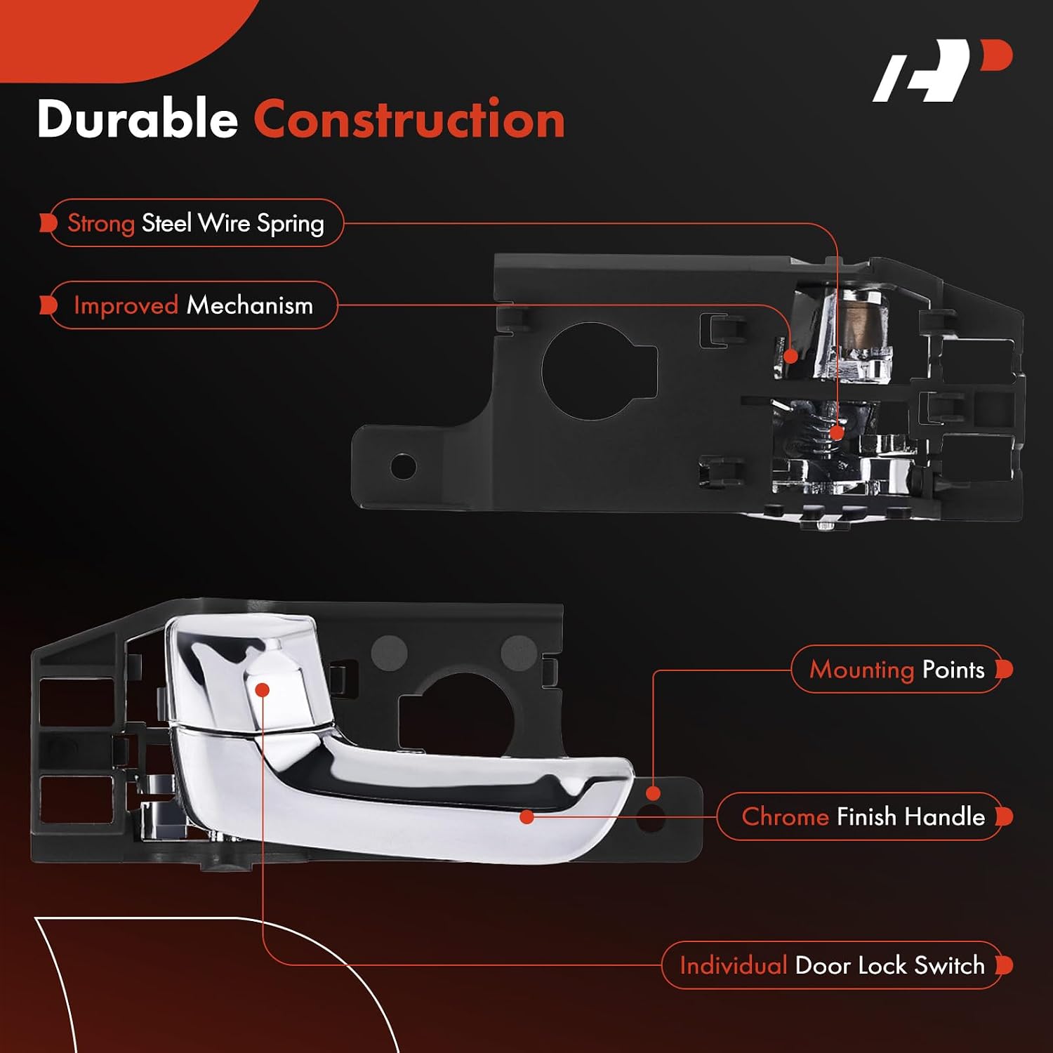 A-Premium Front or Rear Left Driver Side Interior Door Handle Compatible with Kia Sportage 2005-2010, Chrome, Replace# 82610-1F010