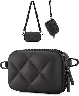 bagsmart Compact Camera Case, Small Digital Camera Case, with 2 Transport Options for Canon PowerShot / GoPro/Kodak Pixpro, Black, Petit Camera Case