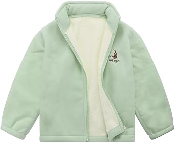 Boy Full Zip Fleece Mock Jacket Girls Soft Sherpa Coat Fall Winter Outwear 4T-5T