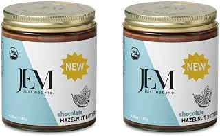 NEW JEM Organics Chocolate Hazelnut Sprouted Almond Nut Butter, Organic, All Natural,Gluten-Free, Vegan, Paleo, Keto Snack, 6 oz Jar, 2-Pack