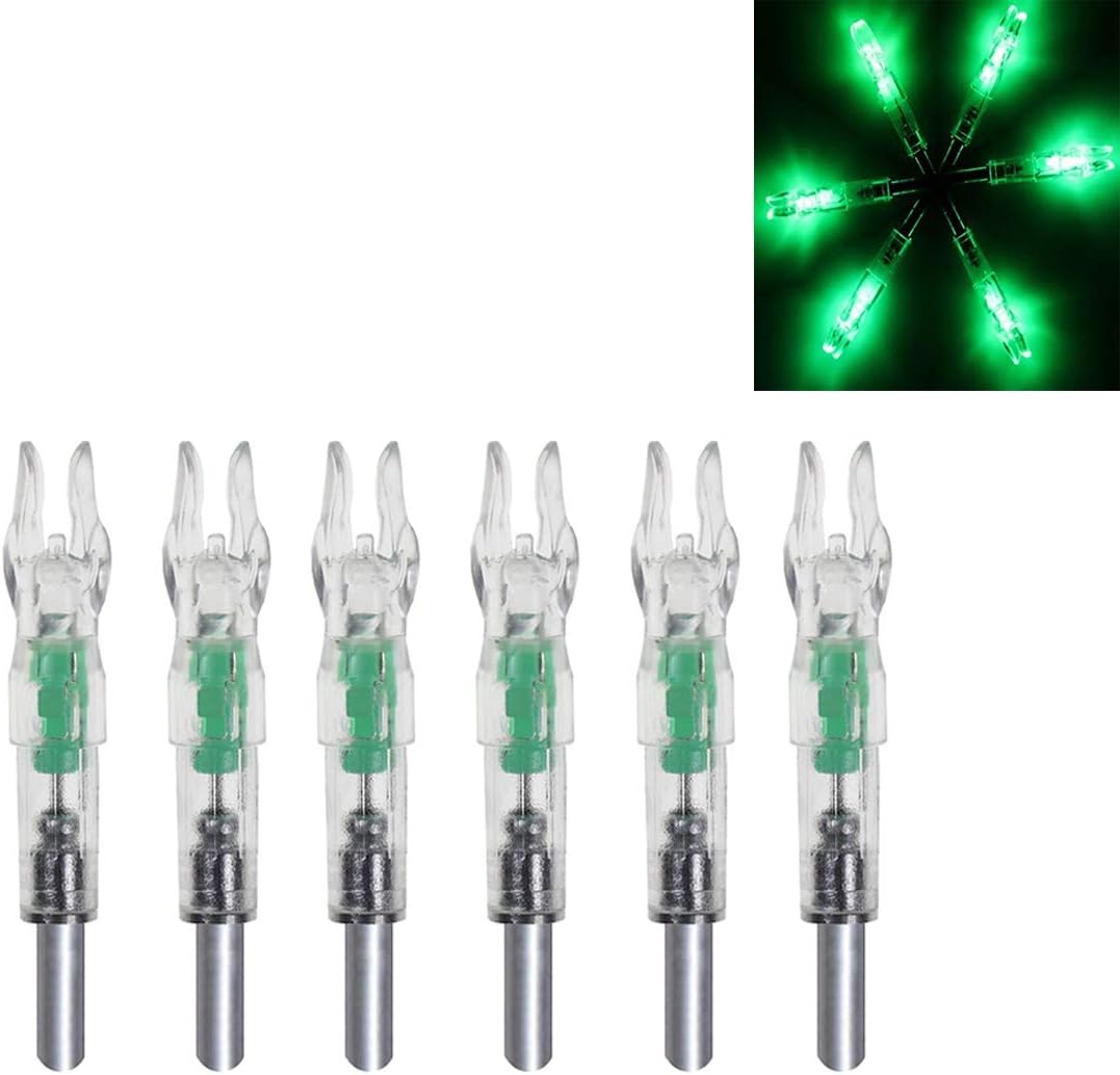 LightingU 12PCS S Led Lighted Nocks Fit for 6.2 mm Arrow Shaft Archery Hunting (Green)