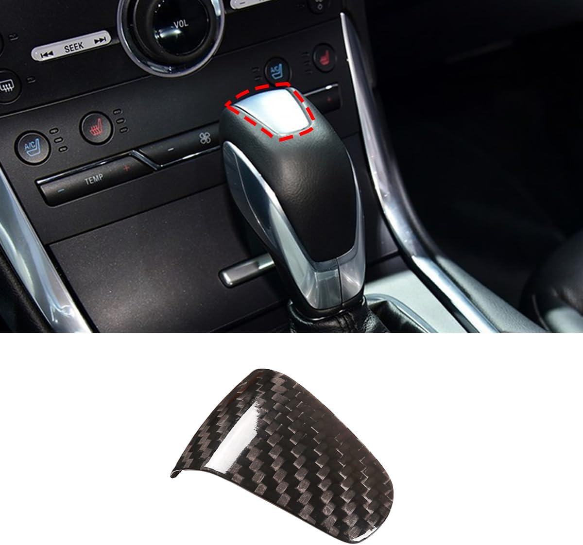 for Ford Edge 2015 2016 2017 Real Carbon Fiber Car Gear Shift Knob Head Decoration Gear Sticker Protective Trim Car Interior Accessories 1 PC